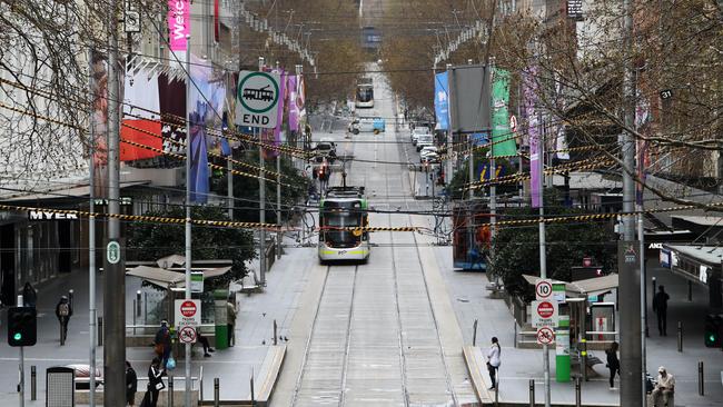 Melbourne’s Bourke Street Mall on Tuesday. Picture: Aaron Francis