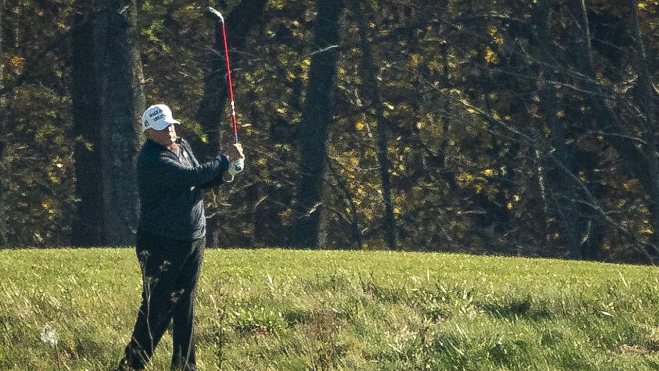 Donald Trump was playing golf when Joe Biden was declared the winner of the election. Picture: Al Drago/Getty Images