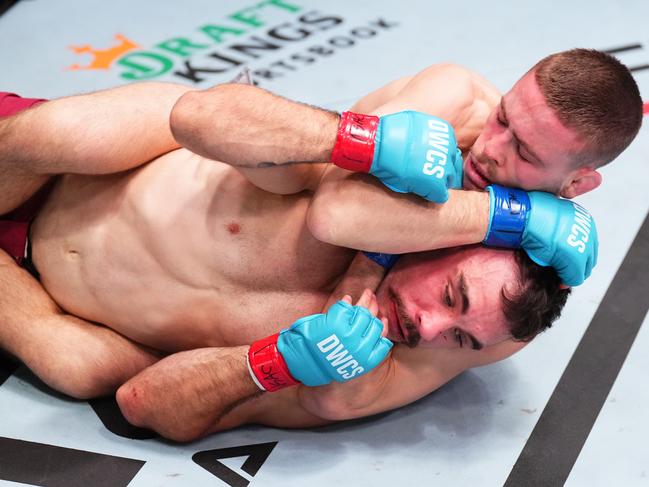 Haddon locks in a rear naked choke on Billy Brand. Picture: Chris Unger/Zuffa LLC