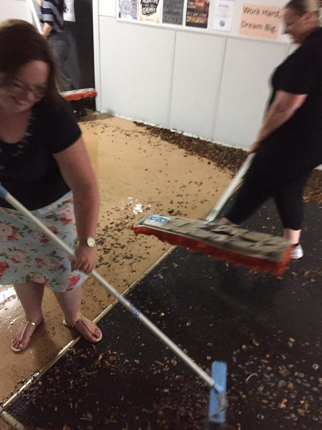 Cleaning up the mess at Ararat College. Picture: Twitter/@JACKTWARD_