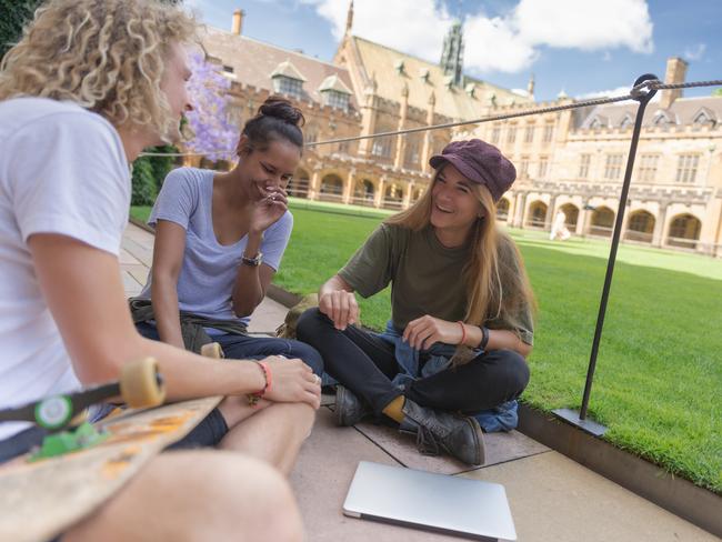 Horizontal color image of a small group of Australian university students from different heritages and backgrounds.