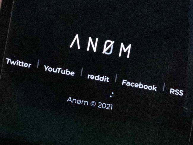 The ANoM app appears on the screen of a smartphone in Paris, on June 8, 2021. - Some 250 people were arrested in Sweden and Finland in the global sting on organised crime, authorities said on June 8, 2021, using phones planted by the US FBI, law enforcement officers were able to read the messages of global underworld figures in around 100 countries as they plotted drug deals, arms transfers and gangland hits on the compromised ANOM devices. (Photo by Olivier MORIN / AFP)