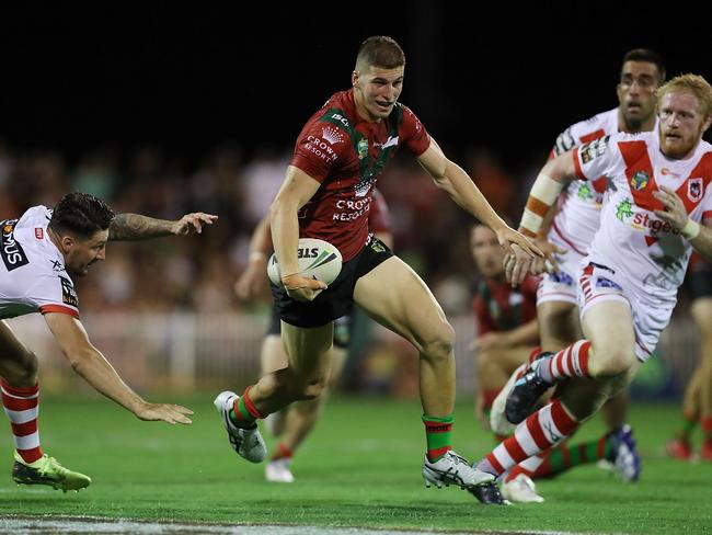 Adam Doueihi charging through the Dragons defence in a trial. Picture: Getty Images