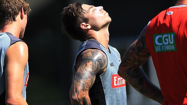 Jamie Elliott has revealed the pain and struggles he has endured in getting fit and back playing after a serious back injury. Picture: Wayne Ludbey