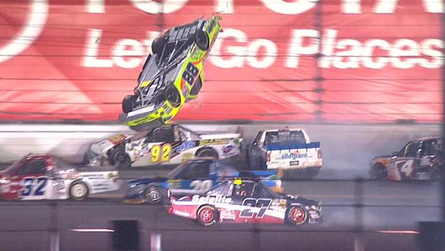 NASCAR Truck Series crash. Matt Crafton. Daytona. 2017. Screengrab.