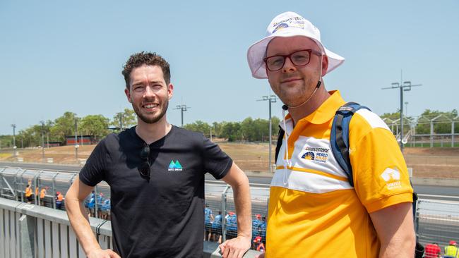 Jules Van Haaren (Mito Solar) and Elmar Peters (Elmar Solar) at the 2023 Bridgestone World Solar Challenge, Hidden Valley Raceway, Saturday, October 21, 2023. Picture: Pema Tamang Pakhrin.