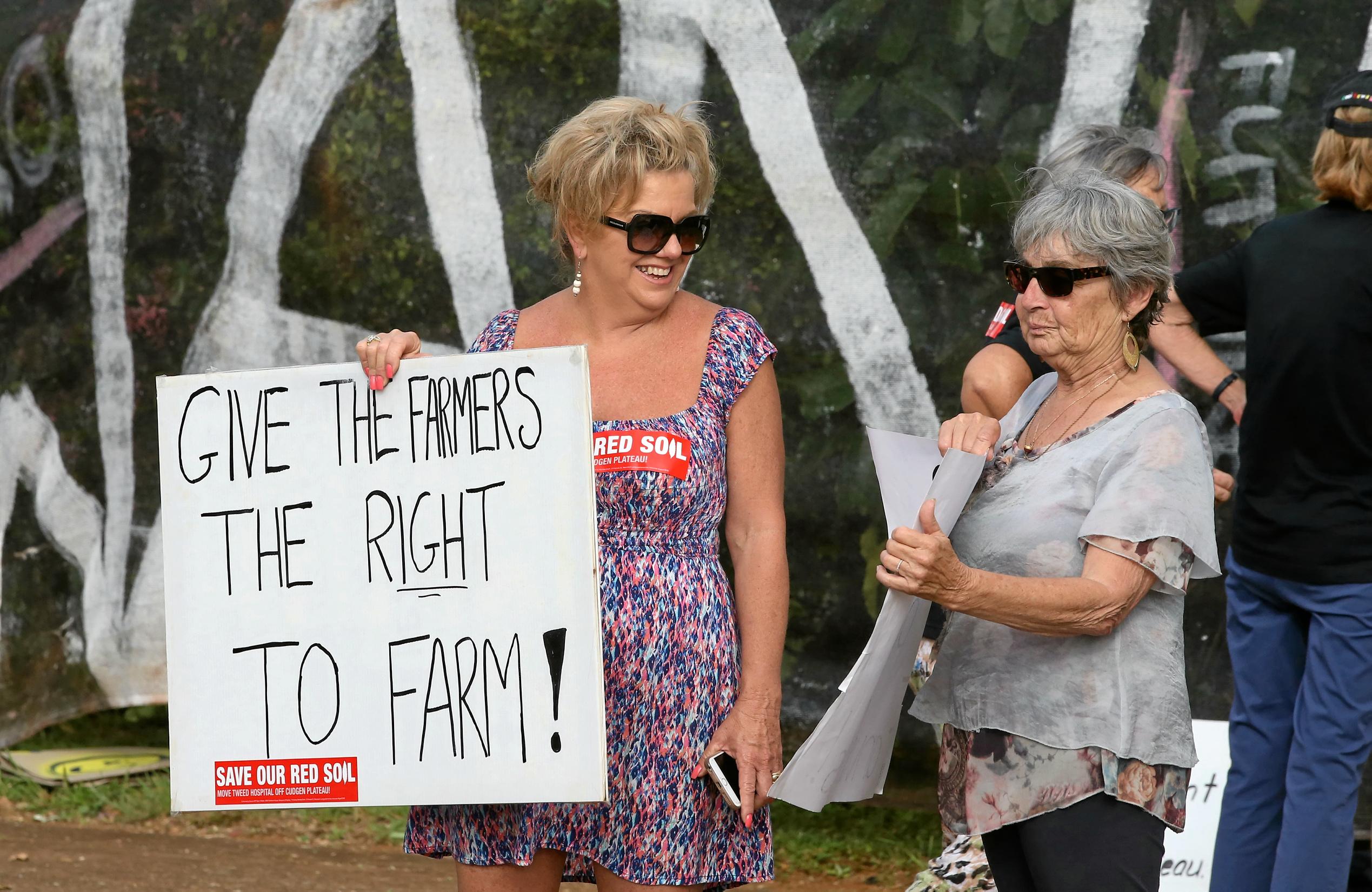 protest outside the site of the new Tweed Valley Hospital at Cudgen. Photo Scott Powick. Picture: Scott Powick