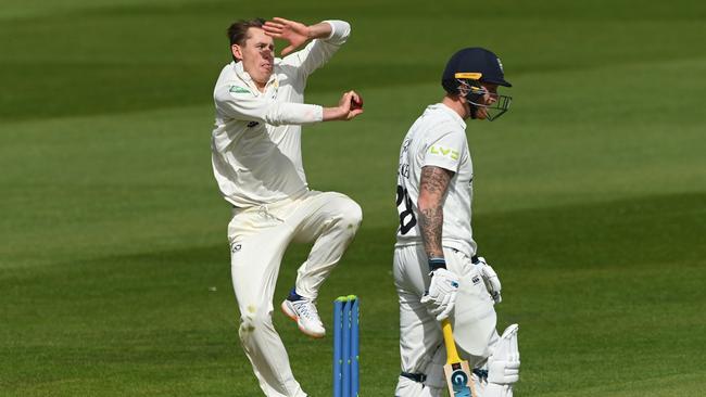 Marnus Labuschagne has been bowling well enough for Glamorgan to dismiss Ben Stokes (right) Picture: Getty Images