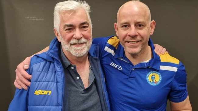 Greg Chivers (right) succeeded long-serving Russell Wallis (left) as president at the end of 2022. Picture: Bulleen Templestowe FC