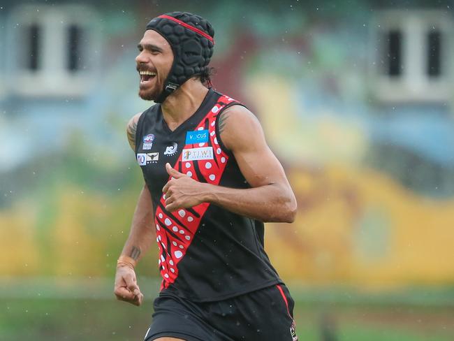 Cyril Rioli starts for the Tiwi Bombers against the Palmerston Magpies on Bathurst Island.Picture GLENN CAMPBELL