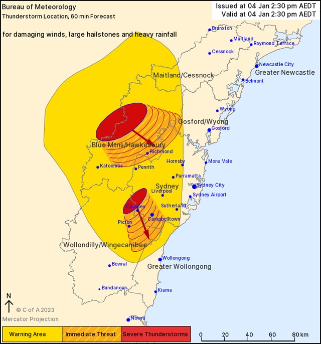 A severe storm warning was issued for Sydney on Wednesday afternoon. Picture: BOM