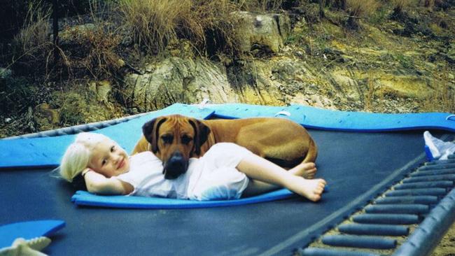 Anja Nissen with her childhood dog Zimba.