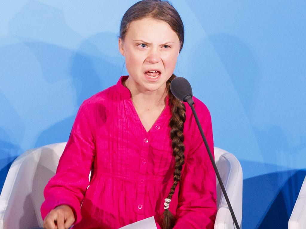 Greta Thunberg, the 16-year-old climate activist from Sweden, addresses world leaders at the start of the 2019 Climate Action Summit. Picture: Justin Lane/EPA