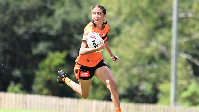 Tigers player Charlize Duncan on the move last Saturday in a trial. Picture, John Gass