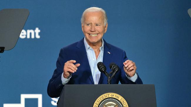 Joe Biden tried to appear spry in post debate events. Picture: AFP.