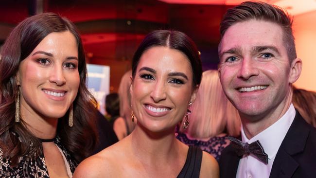 Danni Gillham, Anthony Greiner and Sarah Kelly at the Women of the Year awards 2023, The Star Gold Coast. Picture: Celeste Humphrey