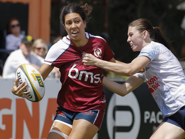 Next Gen 7s action between NSW and Queensland in round one. Photos: Supplied/Karen Watson