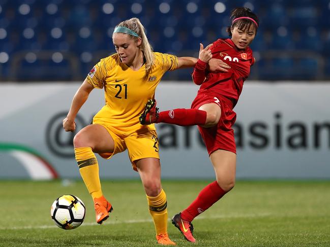 Ellie Carpenter debuted for Australia at 15 and is now a mainstay of the side. Pic: Francois Nel/Getty Images