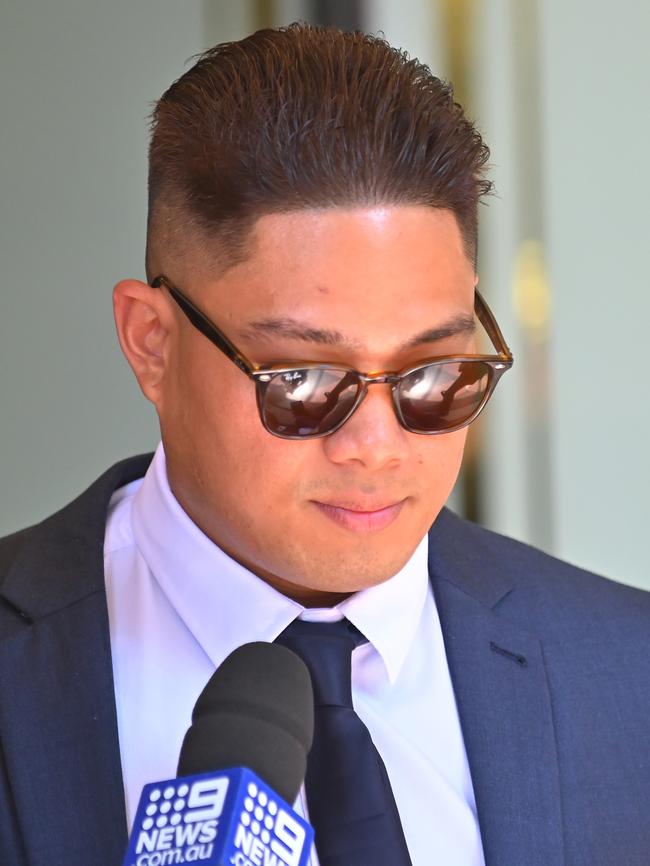 Angelo Dellosa departs the Downing Centre Local Court. Picture: NCA NewsWire / Steven Saphore