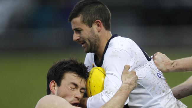 South Bendigo coach Nathan Horbury, right, in action for Victoria Country. Picture Yuri Kouzmin