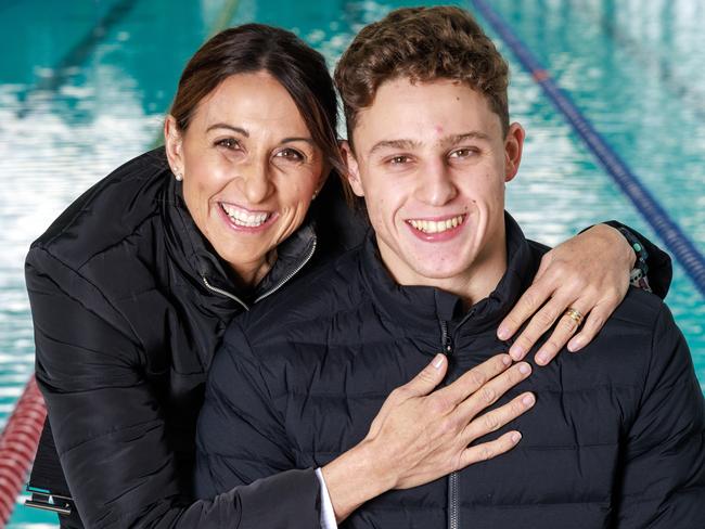 Kai Taylor and his No. 1 supporter, mum and three-time Olympian Hayley Lewis, in 2023. Picture: David Geraghty