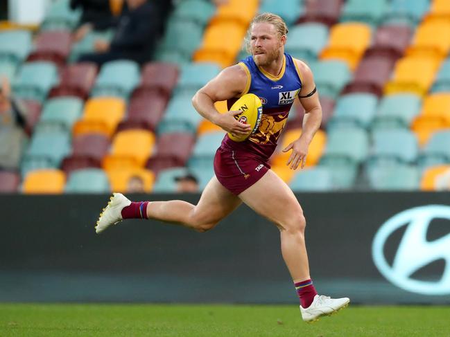 Daniel Rich on the run for the Brisbane Lions. Picture: Kelly Defina/Getty Images