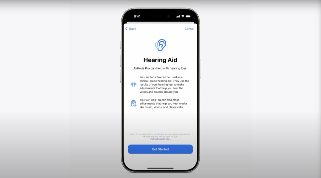 Apple's new feature has a hearing test. Picture: Supplied