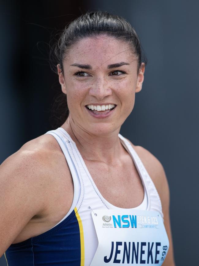 Michelle Jenneke raced the hurdles.