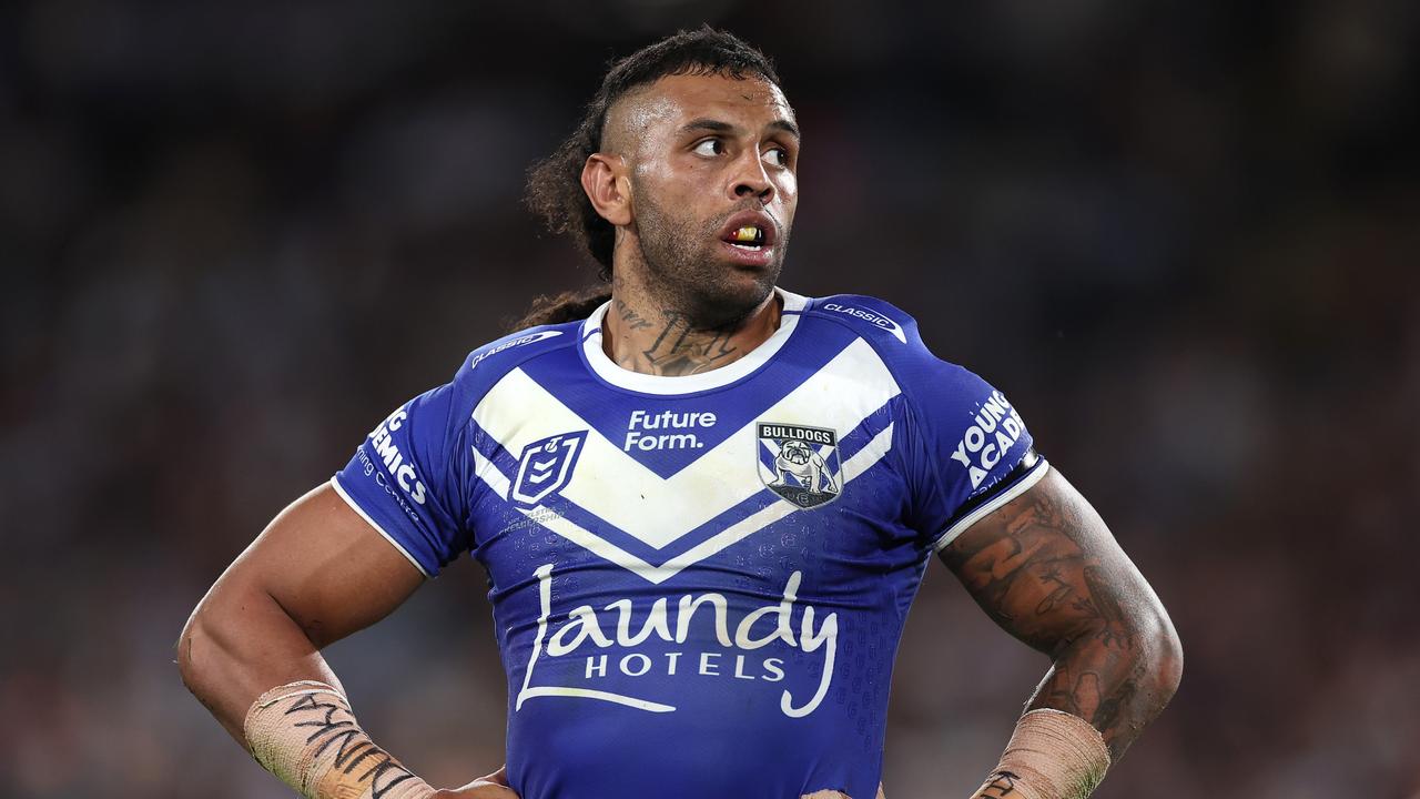 Josh Addo-Carr has posted an emotional message to his supporters after he was sacked by the Bulldogs. Picture: Cameron Spencer/Getty Images