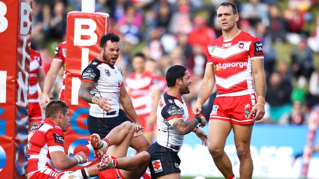 Issac Luke crossed for a vital try. (Photo by Mark Kolbe/Getty Images)