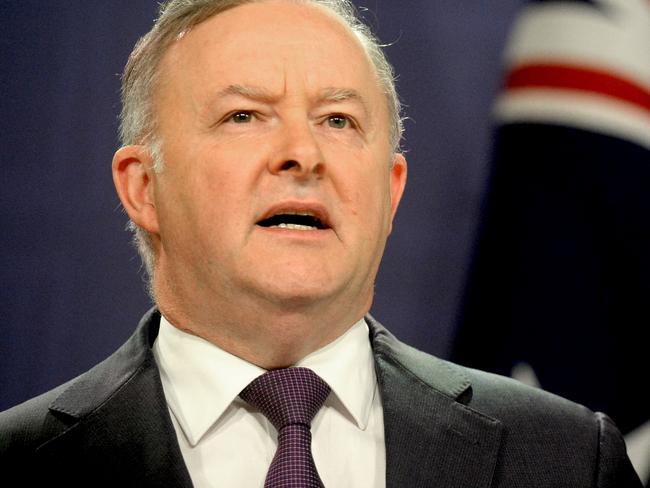 SYDNEY, AUSTRALIA - NewsWire Photos NOVEMBER 5, 2020. The Federal leader of the Australian Labor Party, Anthony Albanese holds a press conference in Sydney. Picture: NCA NewsWire / Jeremy Piper