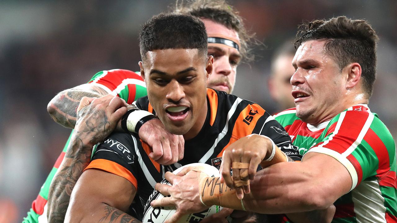 Tiger's Michael Chee-Kam won the game against South Sydney with a great solo try on Thursday.