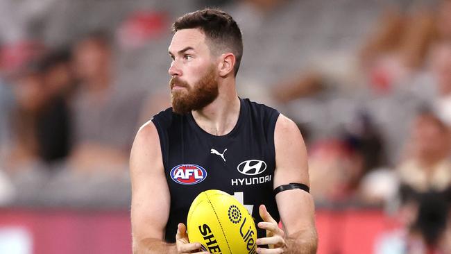 MELBOURNE.  03/03/2022.  AFL. AAMI Community SeriesÃ  Melbourne v Carlton at Marvel StadiumÃ.  Mitch McGovern of the Blues    . Photo by Michael Klein