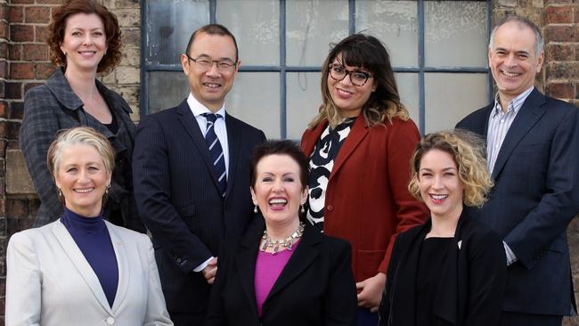 Professor Phelps (bottom left) with Clover Moore (centre) and her team before the last council elections. Picture: Craig Wilson