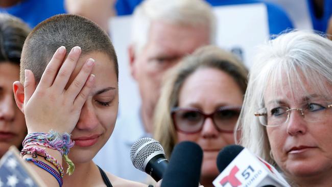 Marjory Stoneman Douglas High School student Emma Gonzalez was overcome with emotion during her speech at a rally for gun control. (Pic: Rhona Wise)