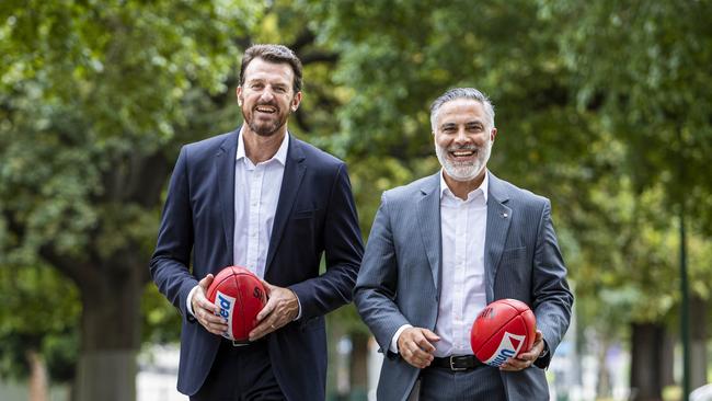 Richmond CEO Brendan Gale (left) has been linked with a huge move. Photo: Aaron Francis/The Australian