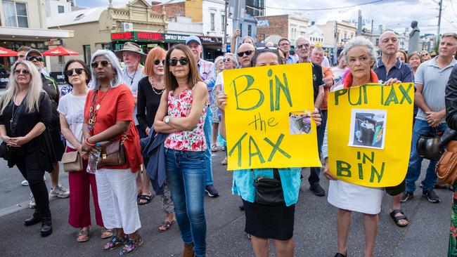 Residents protesting outside Richmond Town Hall on Tuesday. Picture: Jason Edwards