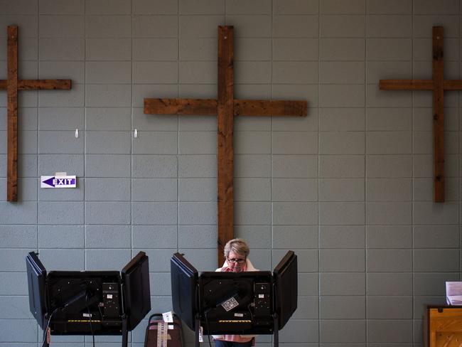 A resident of Mecklenburg County in Charlotte, North Carolina casts her ballot. Picture: AFP