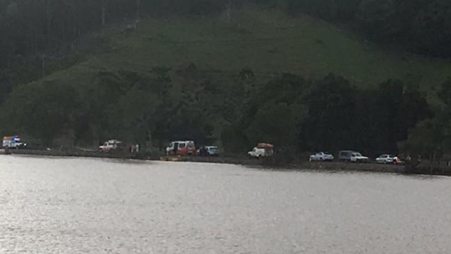 Three people died after being trapped in a submerged car at Tumbulgum. Photo: 7 News Sydney