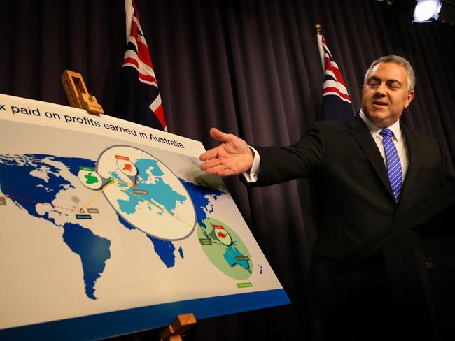 Treasurer Joe Hockey explains the Government's response to multinational tax avoidance yesterday.