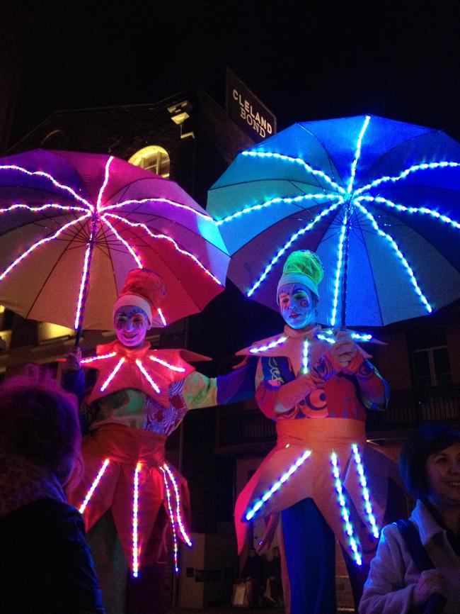 Illuminated jesters entertained the crowd at Bradfield Park in 2014.