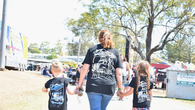 Families flocked to the Gatton Showgrounds to pay their respects to the trucking community, lining the streets, and waving to drivers. Lights On The Hill memorial.