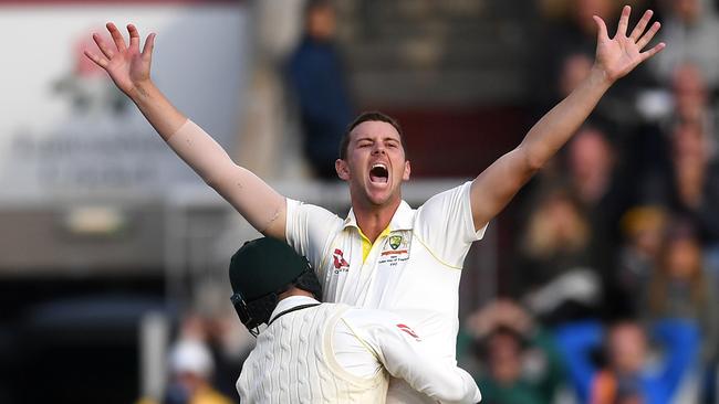 Josh Hazlewood takes the final wicket. Picture: Getty Images