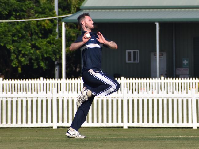 Matthew Wicks bowling for the Brothers Cricket Club against Norths Cricket Club in the Mackay Cricket Association, January 15, 2022