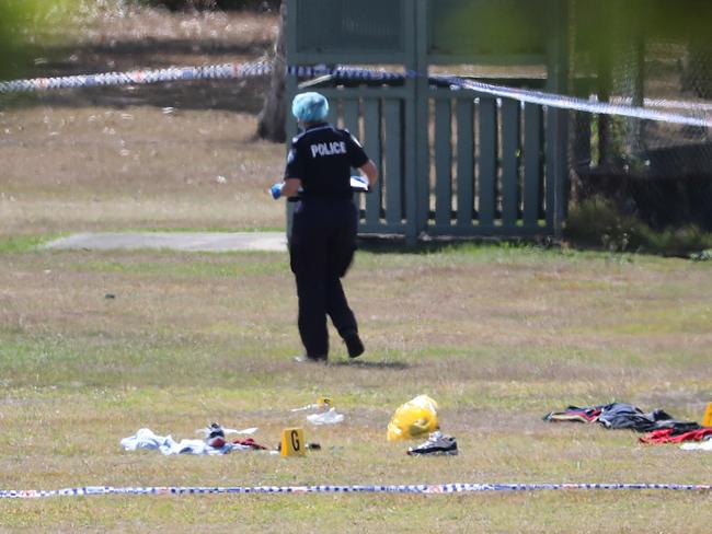 Police at the scene of a Zillmere Gang fight. Pic Peter Wallis