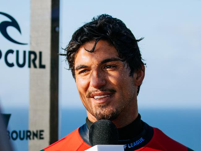 BELLS BEACH, VICTORIA, AUSTRALIA - MARCH 30: Three-time WSL Champion Gabriel Medina of Brazil after surfing in Heat 7 of the Round of 32 at the Rip Curl Pro Bells Beach on March 30, 2024 at Bells Beach, Victoria, Australia. (Photo by Ed Sloane/World Surf League)