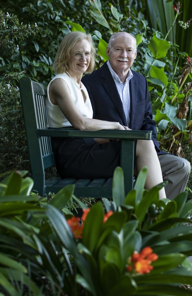 Queensland’s Chief Health Officer Dr Jeannette Young with her husband Professor Graeme Nimmo, a microbiologist. Photo: Mark Cranitch.