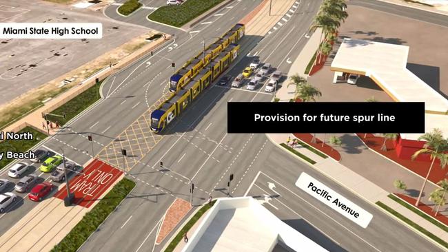 Another spur line would run from Miami along Pacific Ave to Robina.