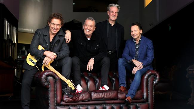 Chisel’s Ian Moss, Jimmy Barnes, Don Walker and Phil Small today. Picture: Jane Dempster