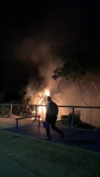 Fire on Burleigh beach after alleged bonfire went wrong on the Gold Coast